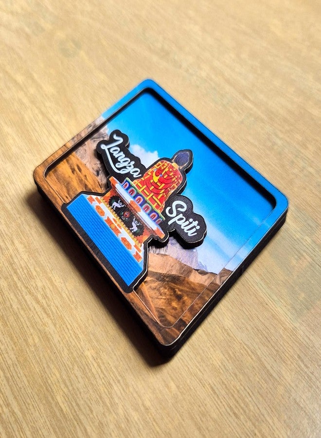 tinywalk مغناطيس ثلاجة خشبي ثلاثي الأبعاد من Tinywalk Langza Spiti | تمثال بوذا تذكاري، منظر طبيعي لجبال الهيمالايا | مغناطيس ثلاجة فاخر ثلاثي الأبعاد للمنزل - Image 2